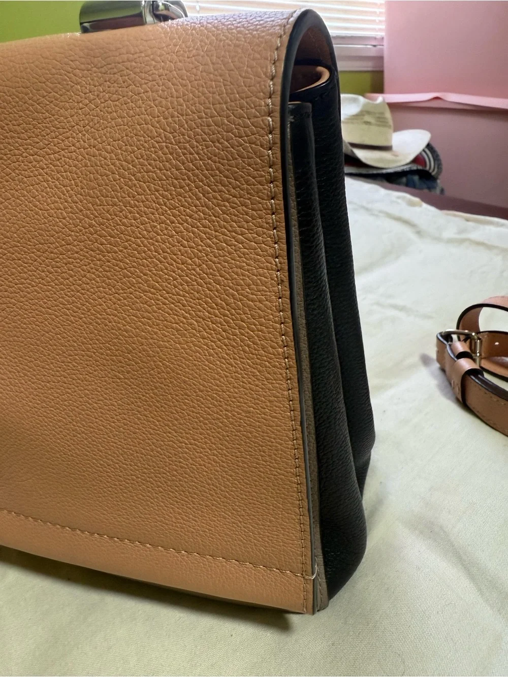 LOUIS VUITTON Lockme II BB Pebbled Leather Crossbody Bag Peach